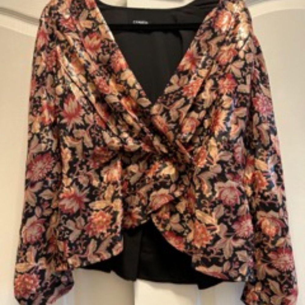 Express Shimmery Floral Blouse Size Large